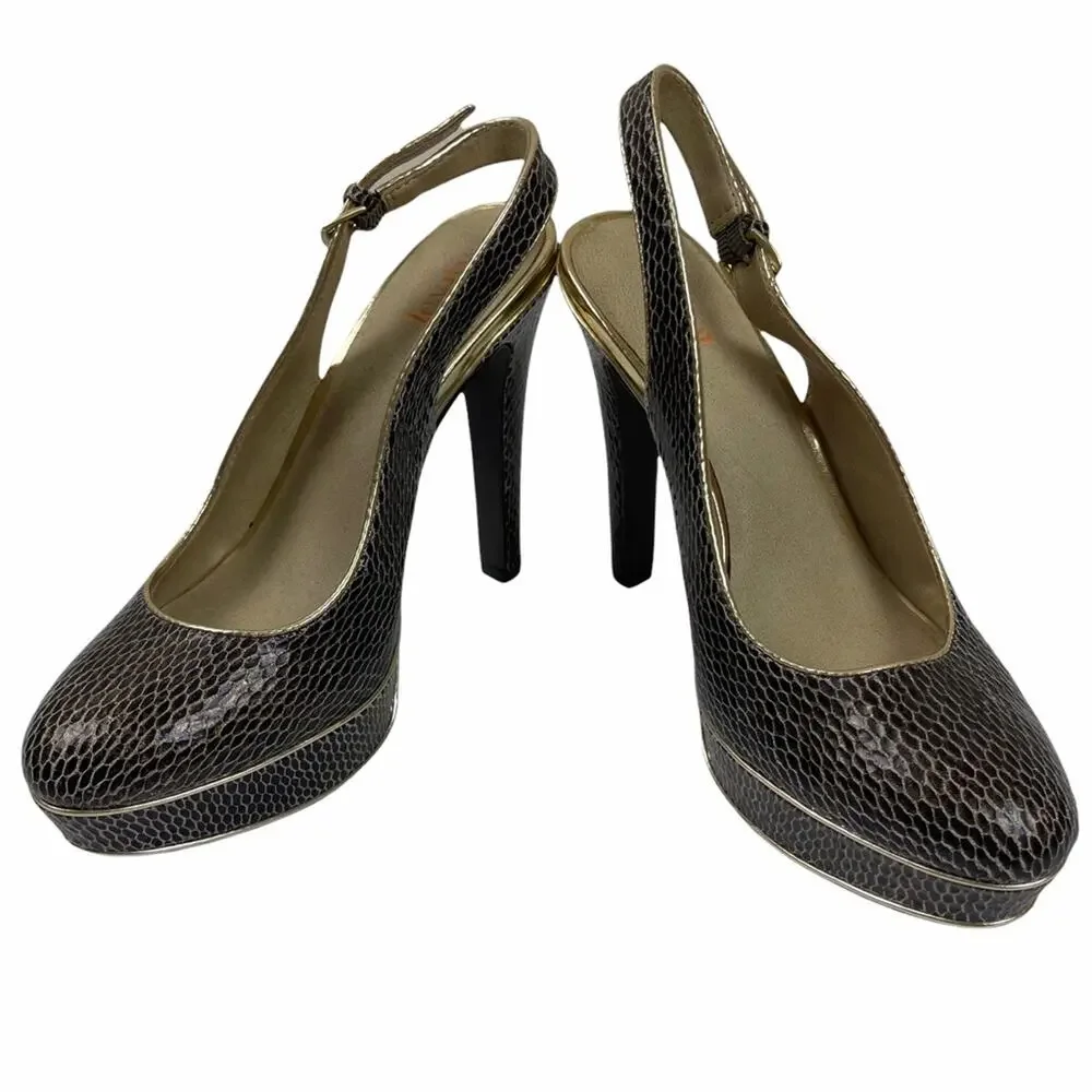 Levity Jillian Faux Snakeskin Leather Slingbacks Size 6 M